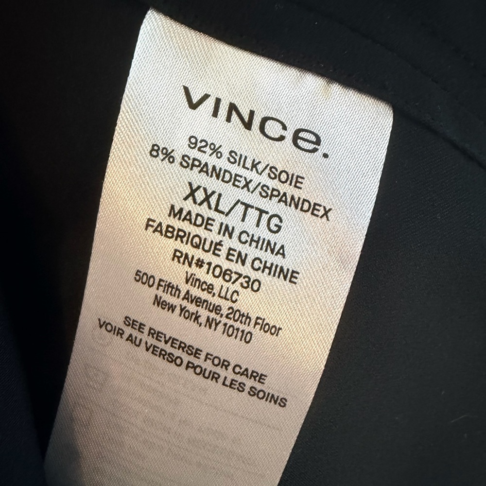 Vince Silk Button Down Blouse Black Relaxed Fit XXL NWT Minimal Luxury - Picture 7 of 9